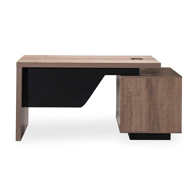KELLEN Executive Desk with Left Return 1.6-1.8M - Warm Oak & Black - Furniture Castle