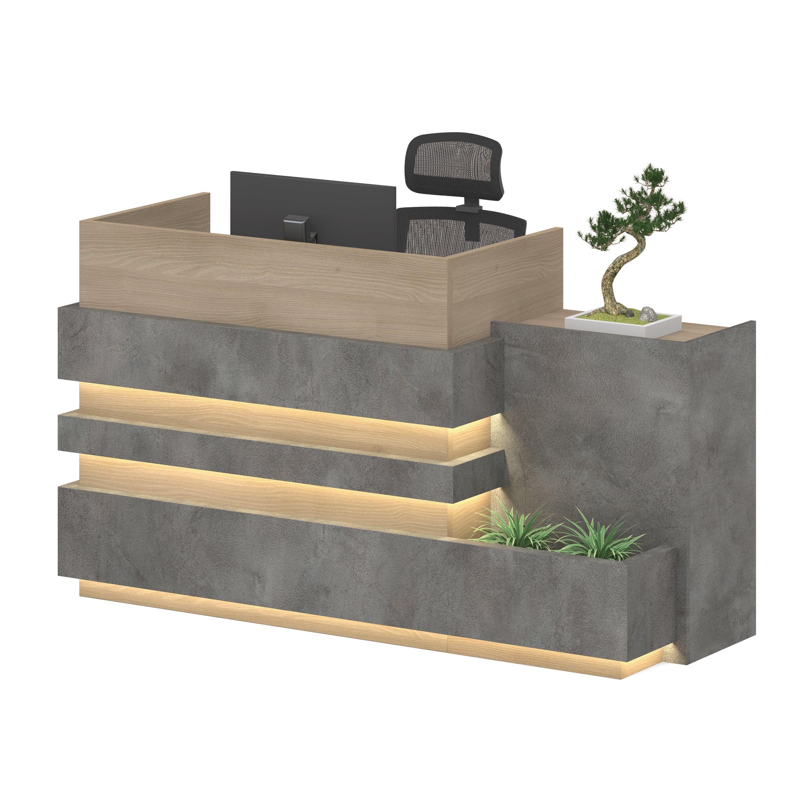 Keran Reception Desk 1.8M Right Panel - Acacia & Carbon Grey Colour - Furniture Castle