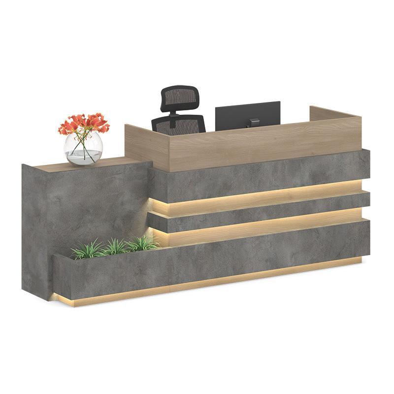 Keran Reception Desk 2.44M Left Panel - Acacia & Carbon Grey Colour - Furniture Castle