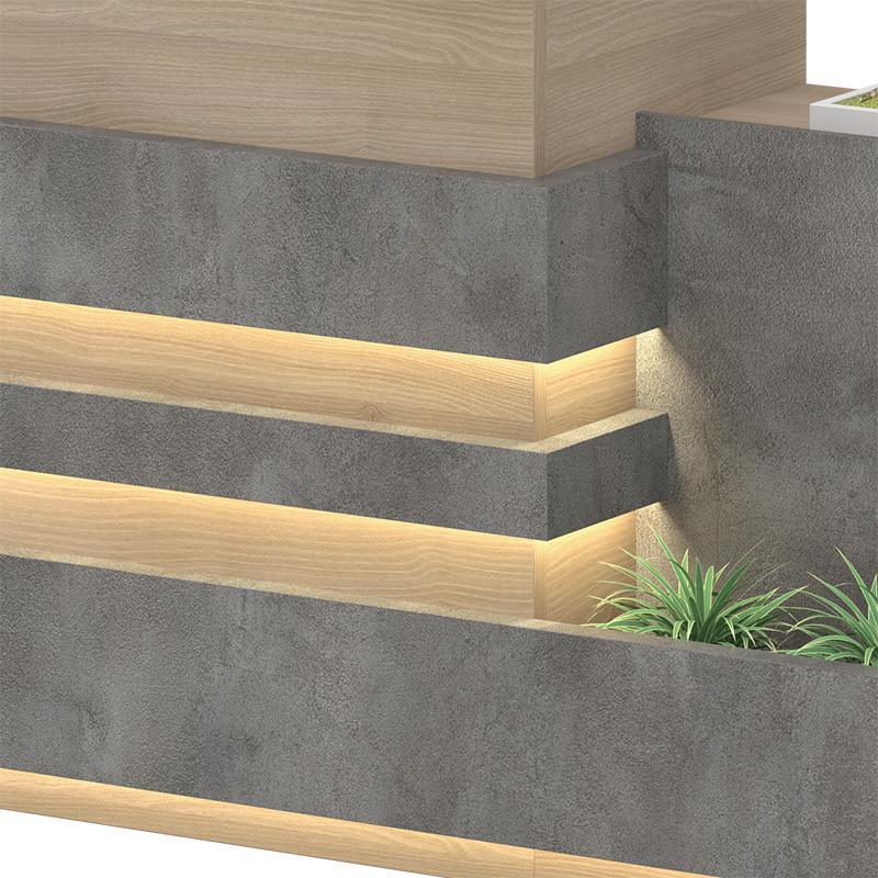 Keran Reception Desk 2.44M Right Panel - Acacia & Carbon Grey Colour - Furniture Castle