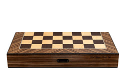 Dal Rossi  Palisander / Boxwood Finish Folding Chess Set, 16" NEW