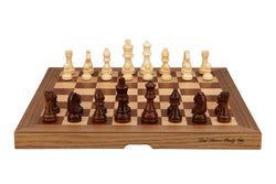 Dal Rossi  Light Walnut / Boxwood Finish Folding Chess Set, 16" NEW