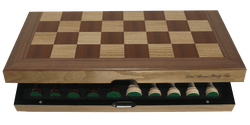 Dal Rossi  Light Walnut / Boxwood Finish Folding Chess Set, 16" NEW