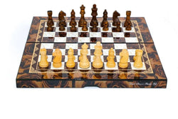 Dal Rossi Mosaic Finish Folding Chess Set, 16″