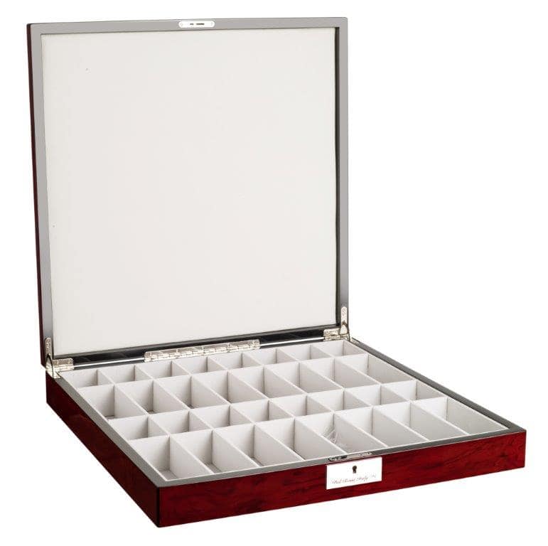 Dal Rossi Italy Chess Box Mahogany Finish 20" with compartments with Black Ebony and Box Wood Finish 110mm Chess pieces