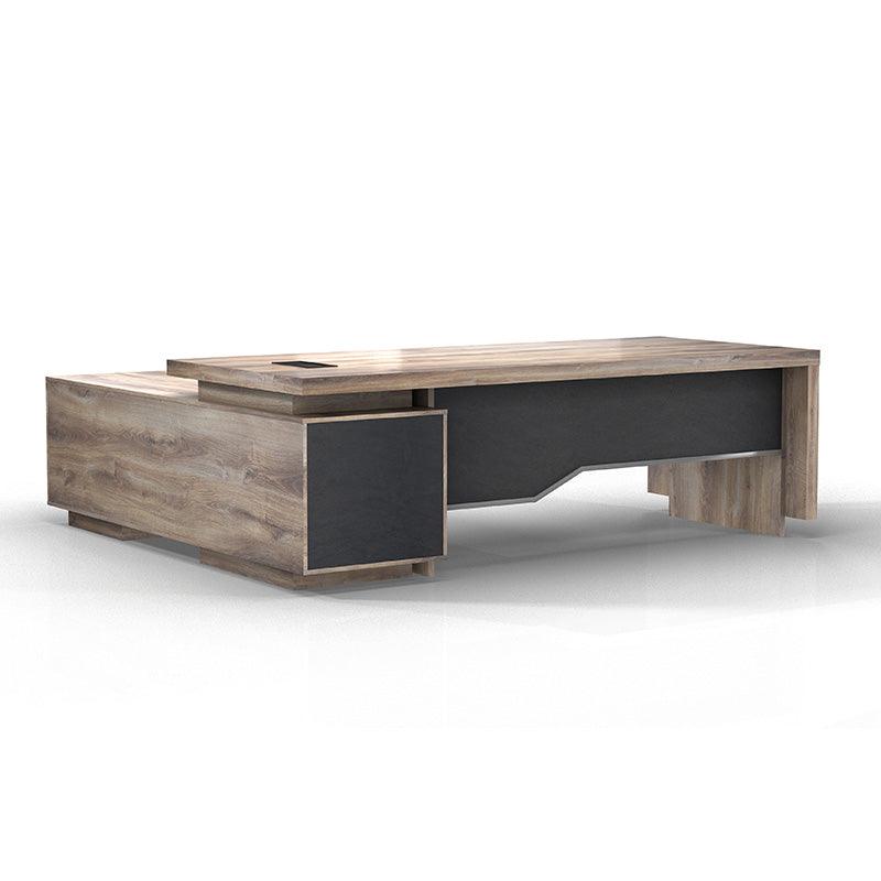 LARKIN Executive Desk with Right Return 2.4M - Warm Oak & Black - Furniture Castle
