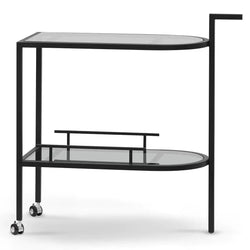 Litt Bar Cart - Mirror and Black - Furniture Castle