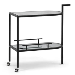 Litt Bar Cart - Mirror and Black - Furniture Castle