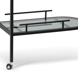Litt Bar Cart - Mirror and Black - Furniture Castle