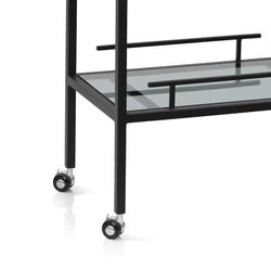 Litt Bar Cart - Mirror and Black - Furniture Castle