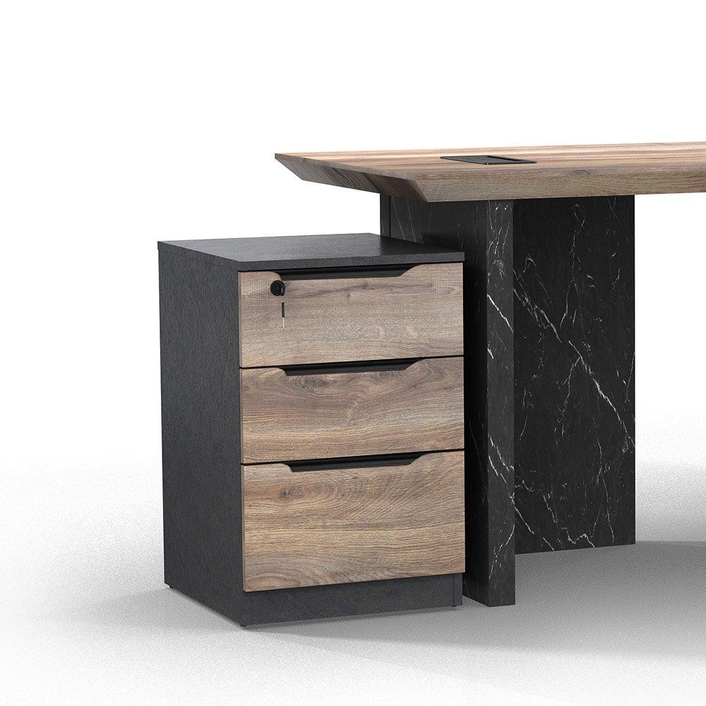 LOGAN Executive Desk Reversible 150cm - Warm Oak & Black - Furniture Castle