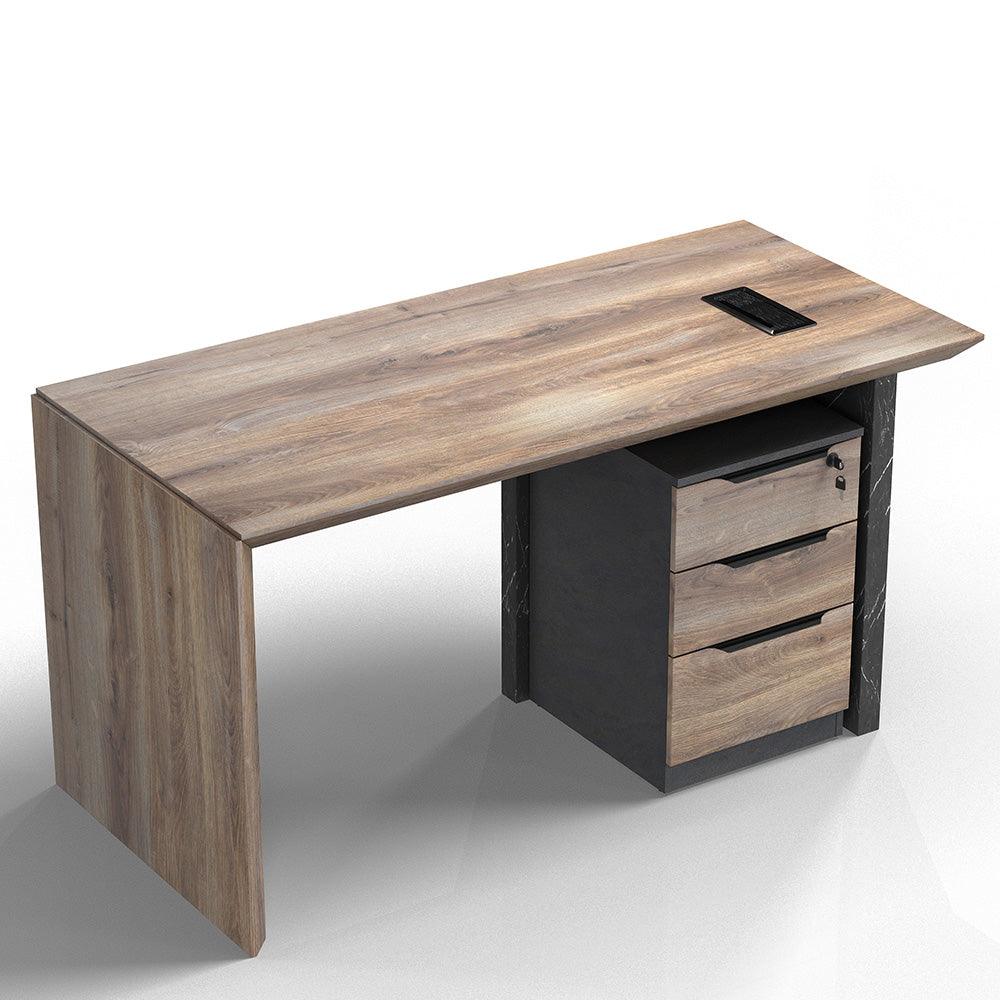 LOGAN Executive Desk Reversible 150cm - Warm Oak & Black - Furniture Castle