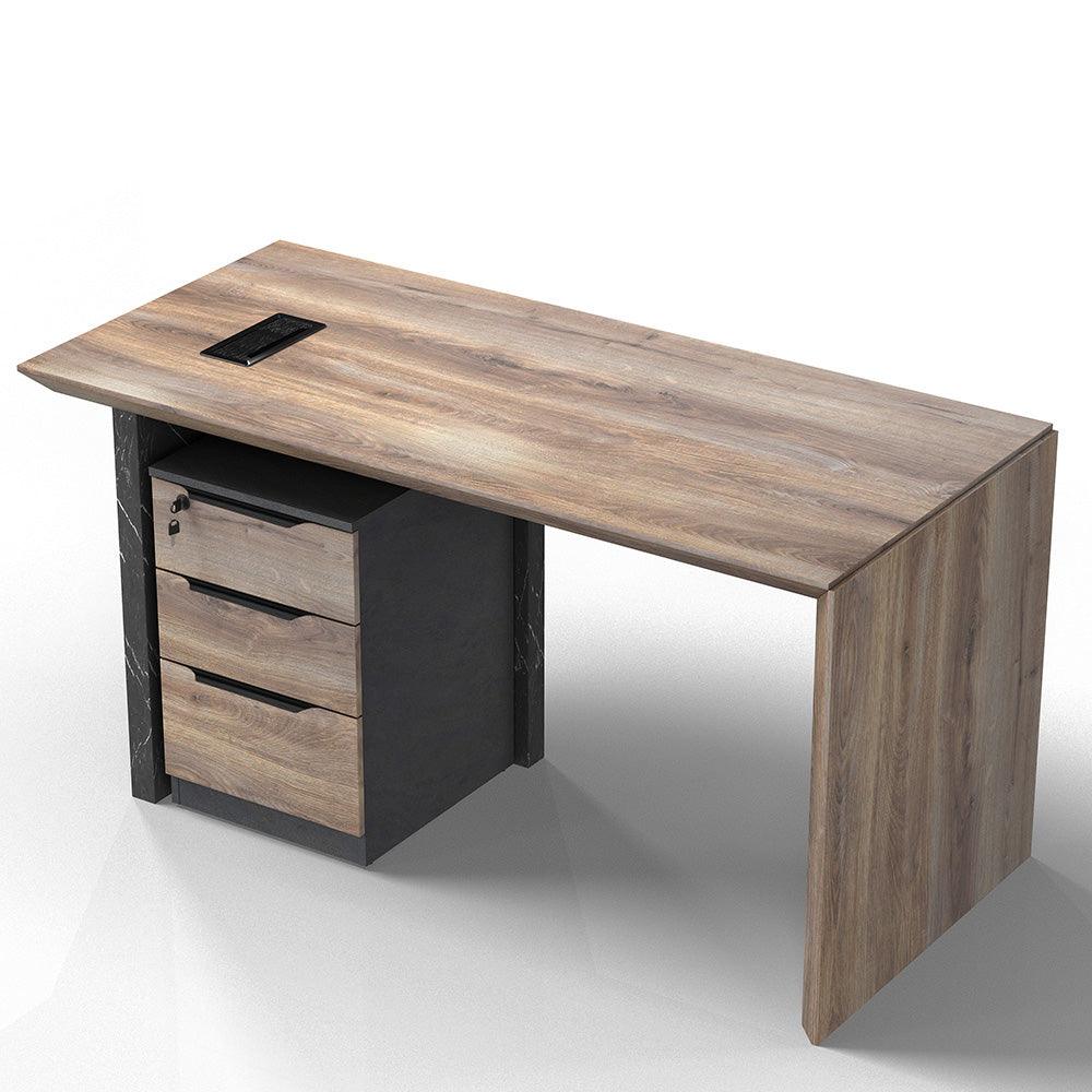 LOGAN Executive Desk Reversible 150cm - Warm Oak & Black - Furniture Castle