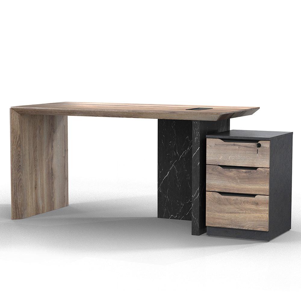 LOGAN Executive Desk Reversible 150cm - Warm Oak & Black - Furniture Castle