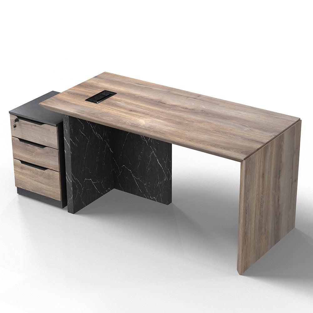 LOGAN Executive Desk Reversible 180cm - Warm Oak & Black - Furniture Castle