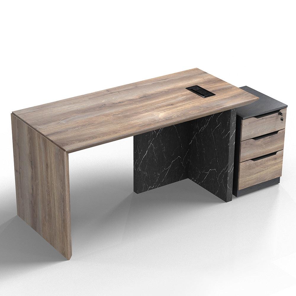 LOGAN Executive Desk Reversible 180cm - Warm Oak & Black - Furniture Castle