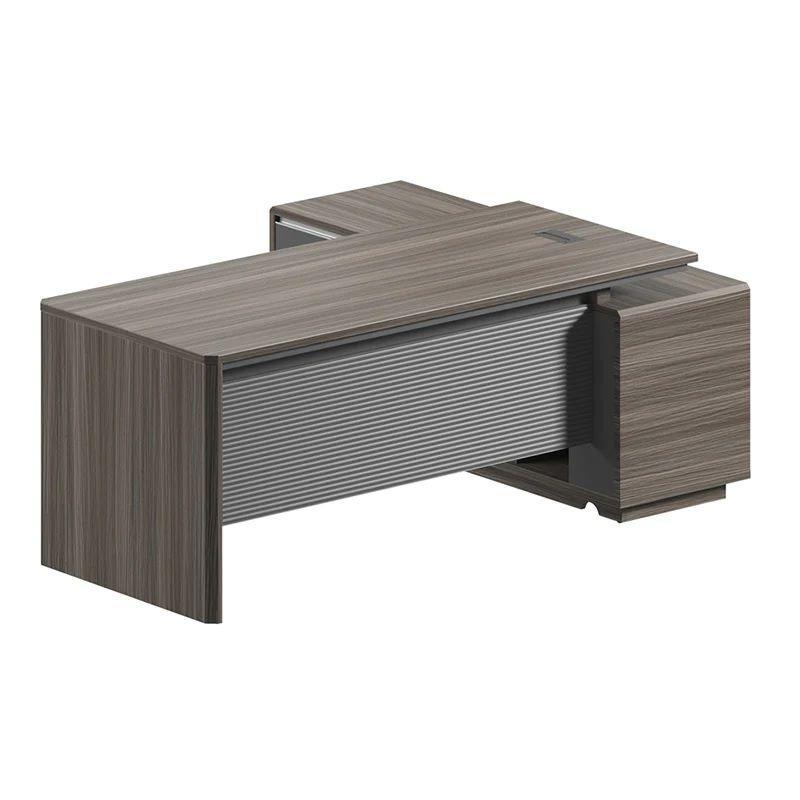 Maddok Executive Desk with Left Return 180cm - Chocolate & Charcoal Grey - Furniture Castle