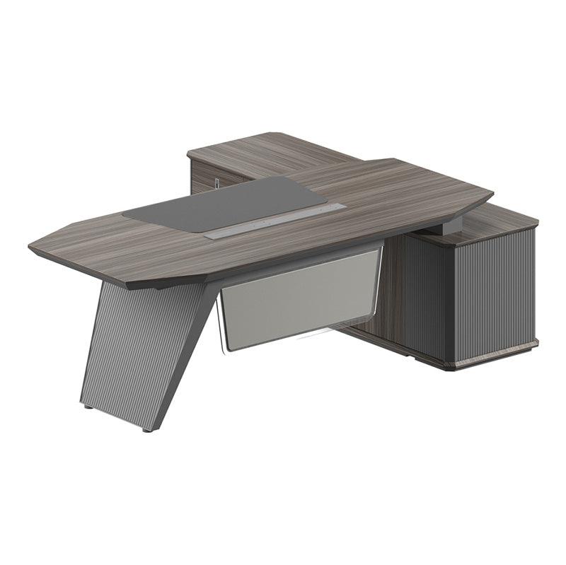 MADDOK Executive Desk with Left Return 200cm - Chocolate & Charcoal Grey - Furniture Castle