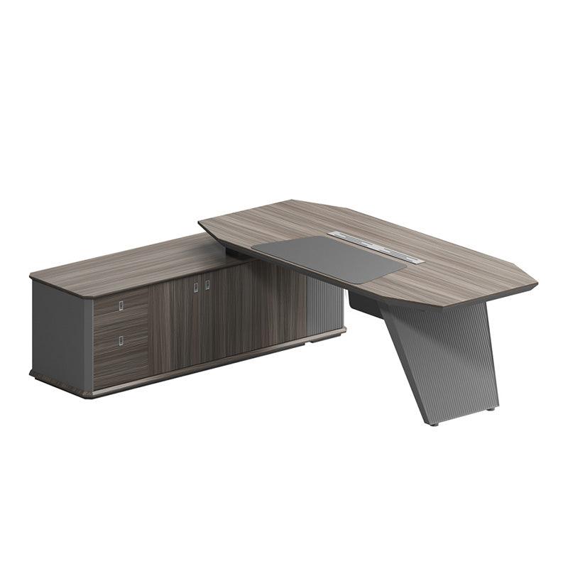 MADDOK Executive Desk with Left Return 200cm - Chocolate & Charcoal Grey - Furniture Castle