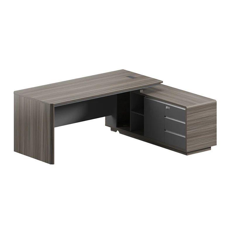Maddok Executive Desk with Right Return 180cm - Chocolate & Charcoal Grey - Furniture Castle