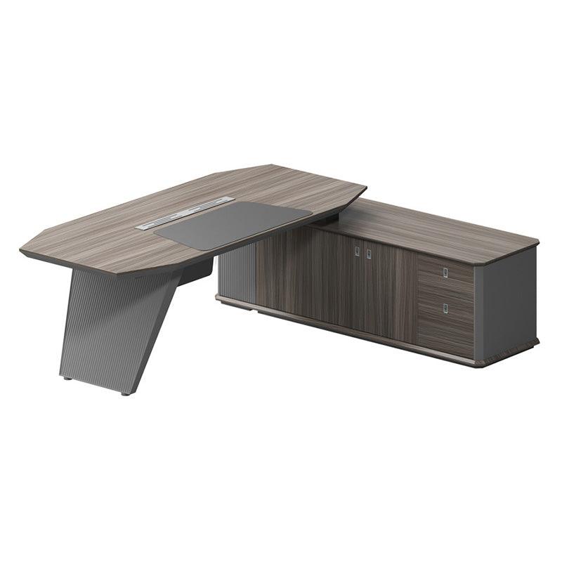MADDOK Executive Desk with Right Return 200cm - Chocolate & Charcoal Grey - Furniture Castle