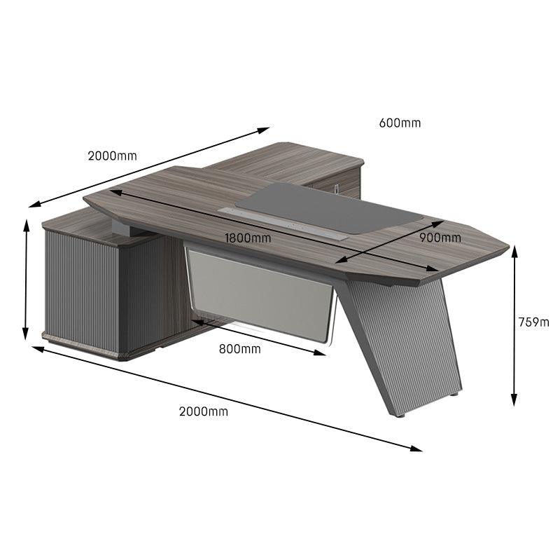 MADDOK Executive Desk with Right Return 200cm - Chocolate & Charcoal Grey - Furniture Castle