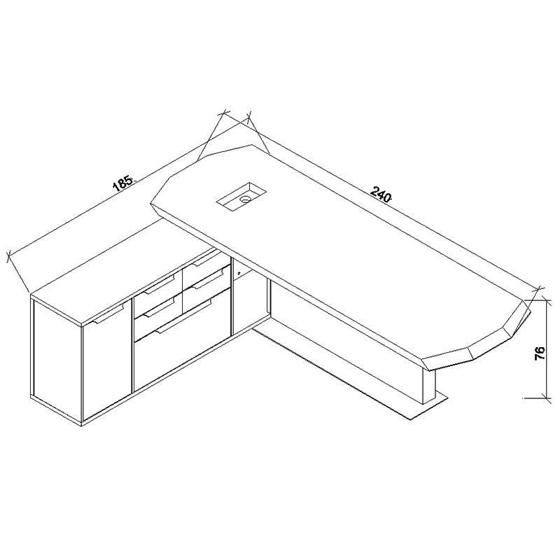 MAGNUS Executive Office Desk with Left Return 2.4M - Tobacco - Furniture Castle