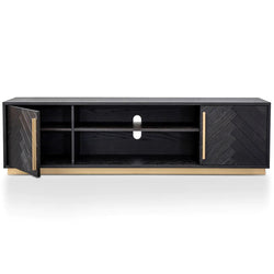 Maldive Entertainment TV Unit - Black and Brass - Furniture Castle