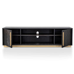 Maldive Entertainment TV Unit - Black and Brass - Furniture Castle