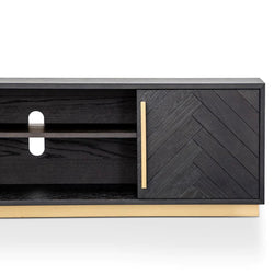 Maldive Entertainment TV Unit - Black and Brass - Furniture Castle