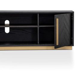 Maldive Entertainment TV Unit - Black and Brass - Furniture Castle