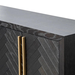Maldive Entertainment TV Unit - Black and Brass - Furniture Castle