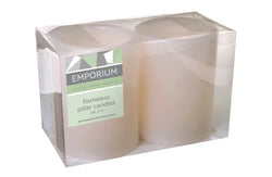 Emporium Tall Pillar LED Candles 2pcs Set White 7.5x7.5x15cm