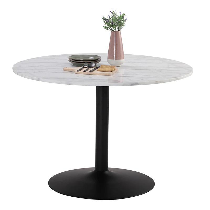 Marmor Marble Dining Table 110cm - White & Black - Furniture Castle