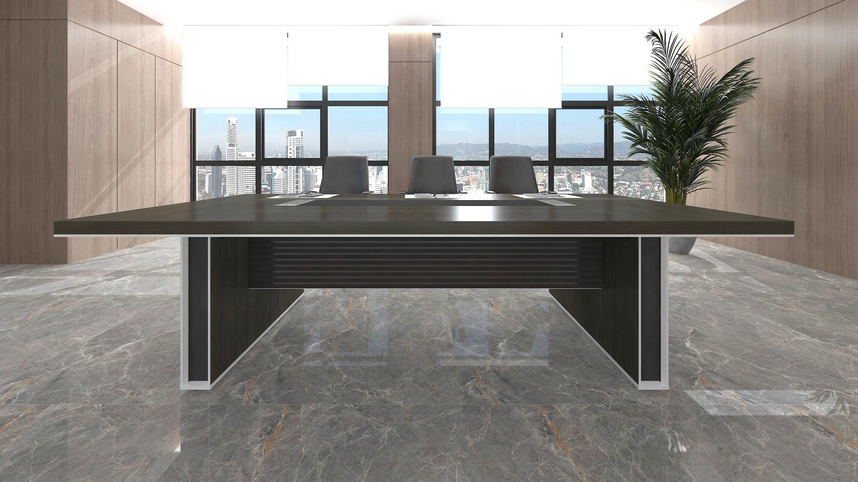 Matees Boardroom Table 2.8M - Grey/ Brown - Furniture Castle