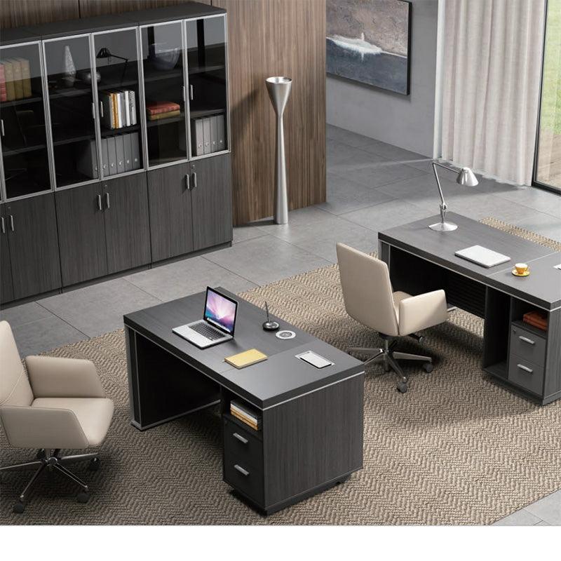 MATEES Executive Desk Reversible 1.6M - Grey/ Brown - Furniture Castle