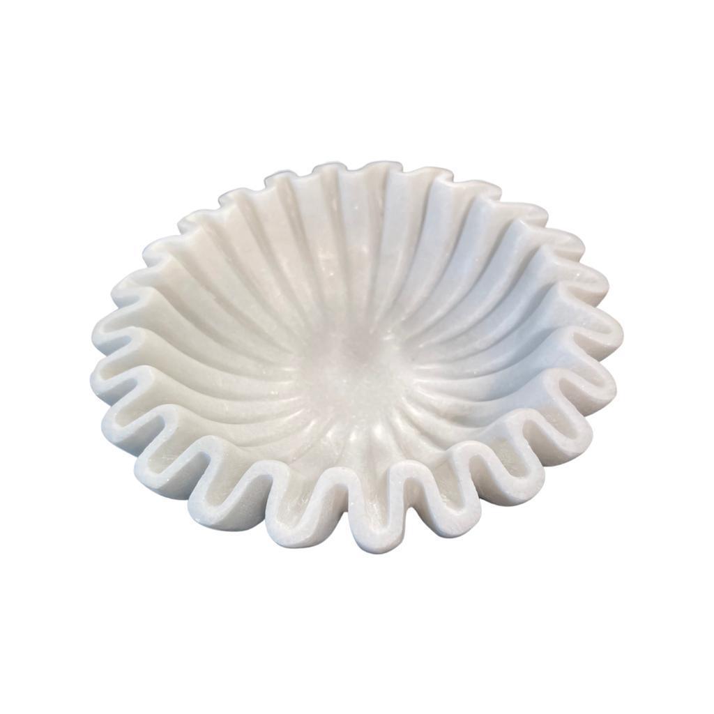 Maverick Marble Abstract Plate - White - Furniture Castle