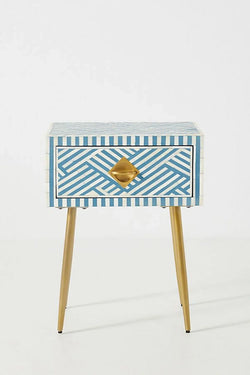 Maverick Optical Inlay Bedsides-Blue - Furniture Castle
