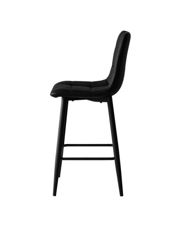 Mercy Bar Stool Black Leather Set of 2 - Furniture Castle