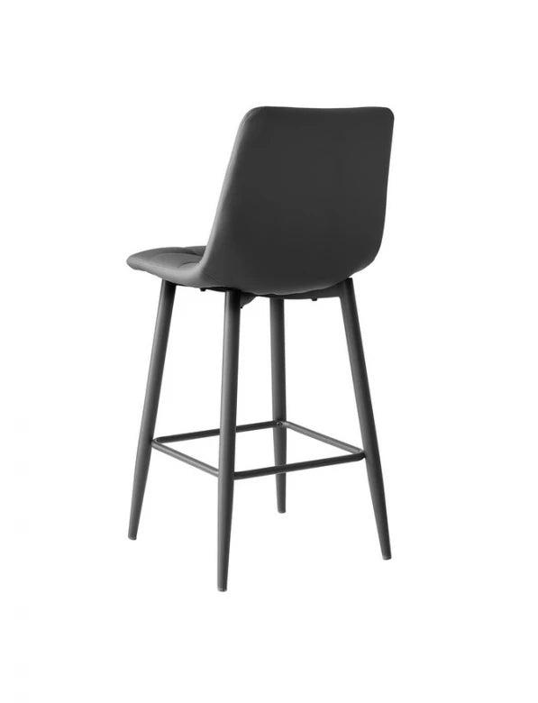Mercy Bar Stool Grey Leather Set of 2 - Furniture Castle