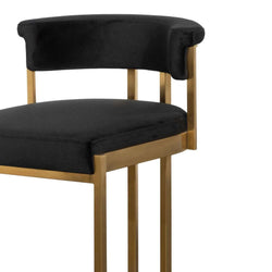 Mettalica Black Velvet Bar Stool - Golden Base - Furniture Castle