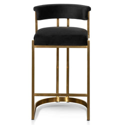 Mettalica Black Velvet Bar Stool - Golden Base - Furniture Castle