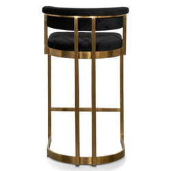 Mettalica Black Velvet Bar Stool - Golden Base - Furniture Castle