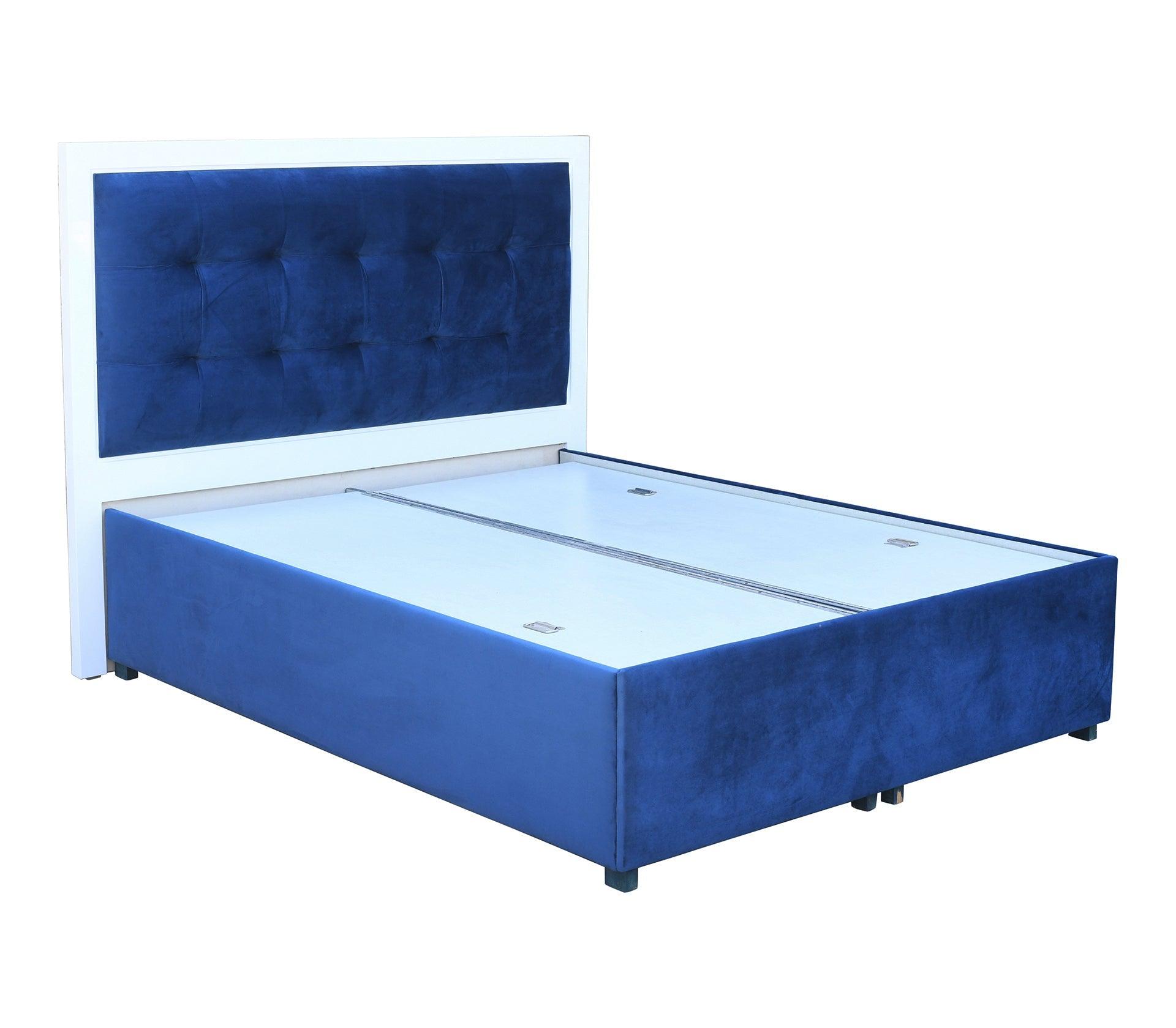 Mike Royal Blue Queen Bed With Storage - Furniture Castle