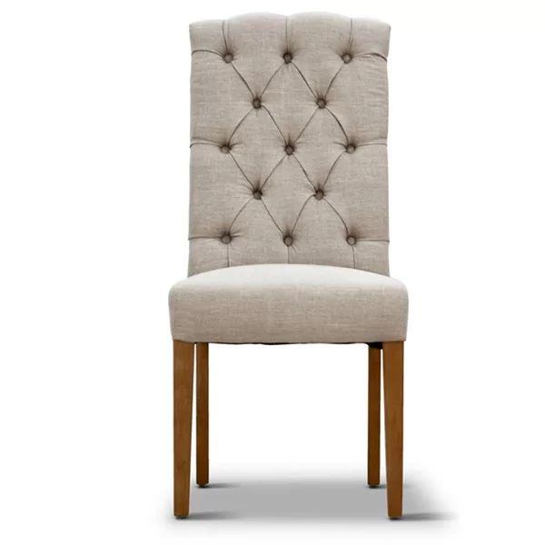 Milan Felice Linen Dining Chair Beige - Furniture Castle