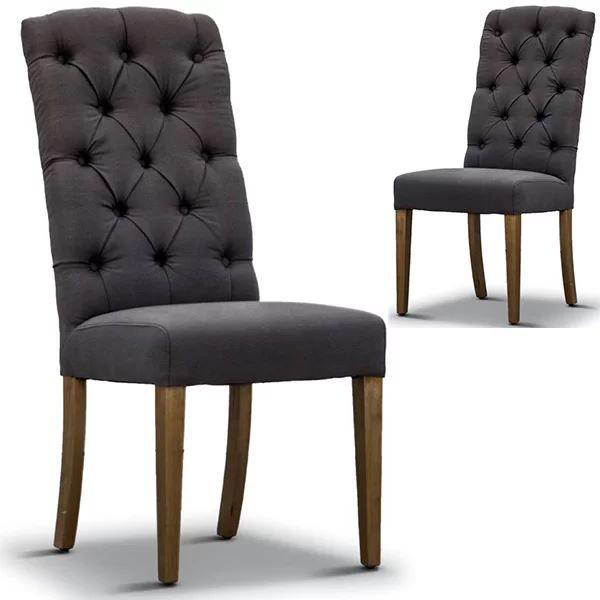 Milan Felice Linen Dining Chair Charcoal - Furniture Castle