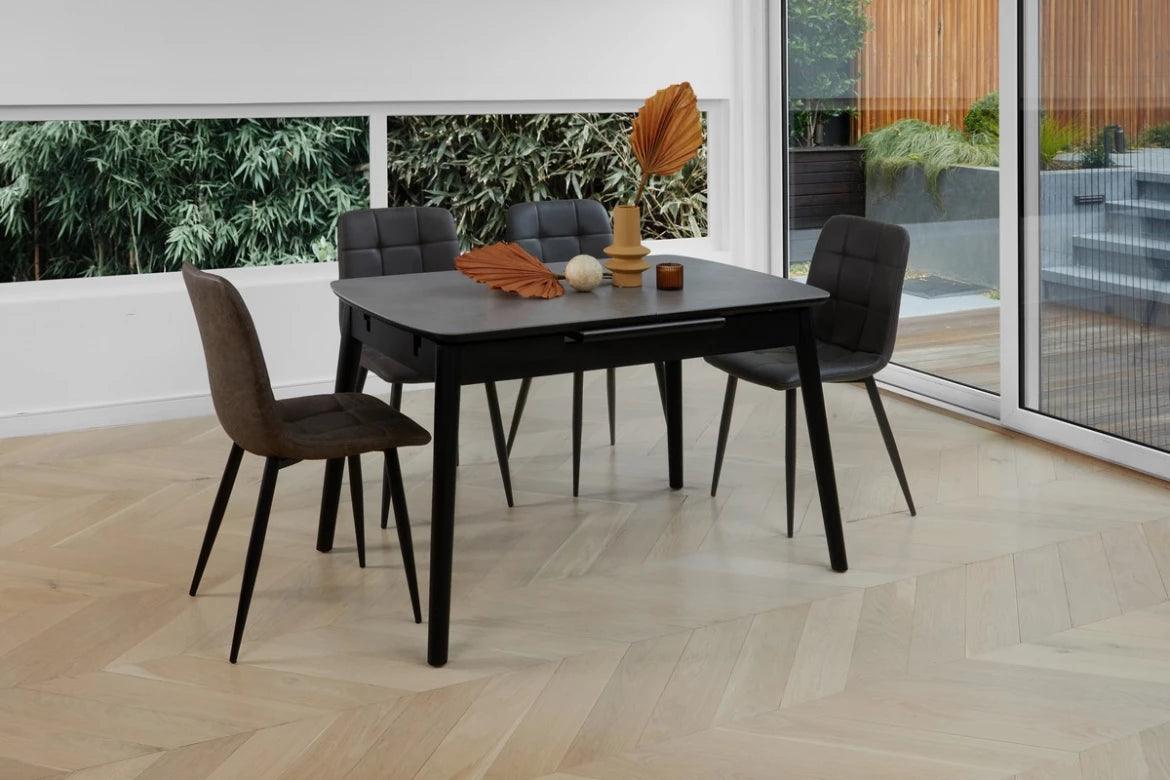 Milano Extension Dining Table Greystone Ceramic - Furniture Castle
