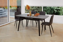 Milano Extension Dining Table Greystone Ceramic - Furniture Castle