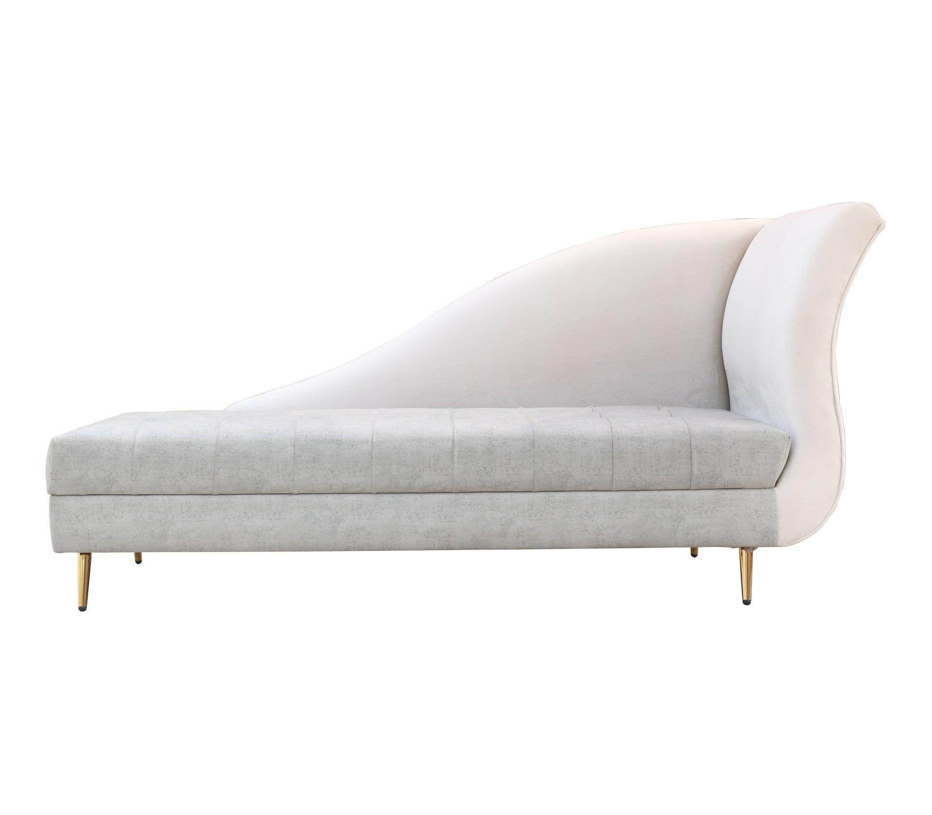 Milky Cream Sofa Chaise With Golden Legs - Furniture Castle