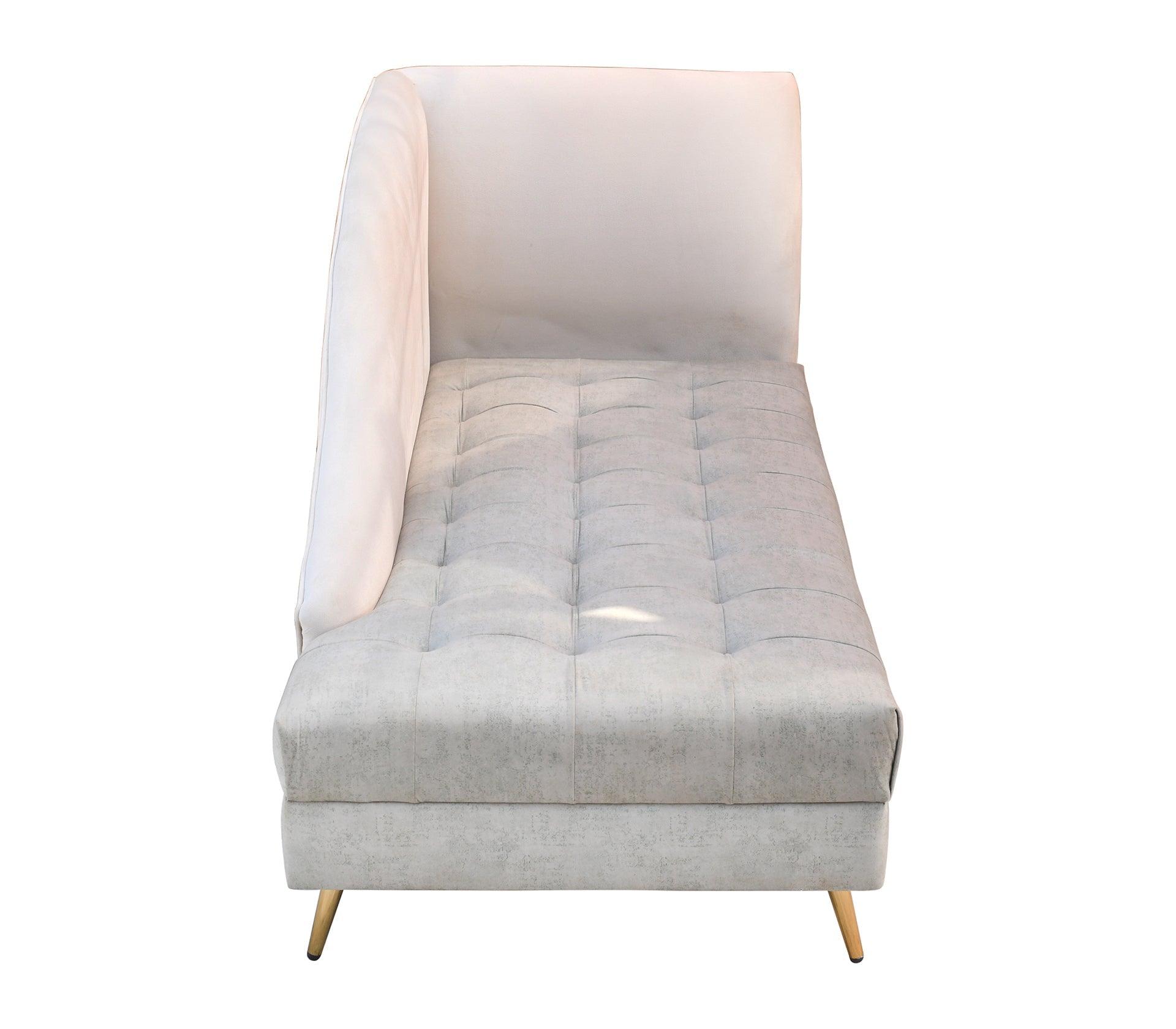 Milky Cream Sofa Chaise With Golden Legs - Furniture Castle